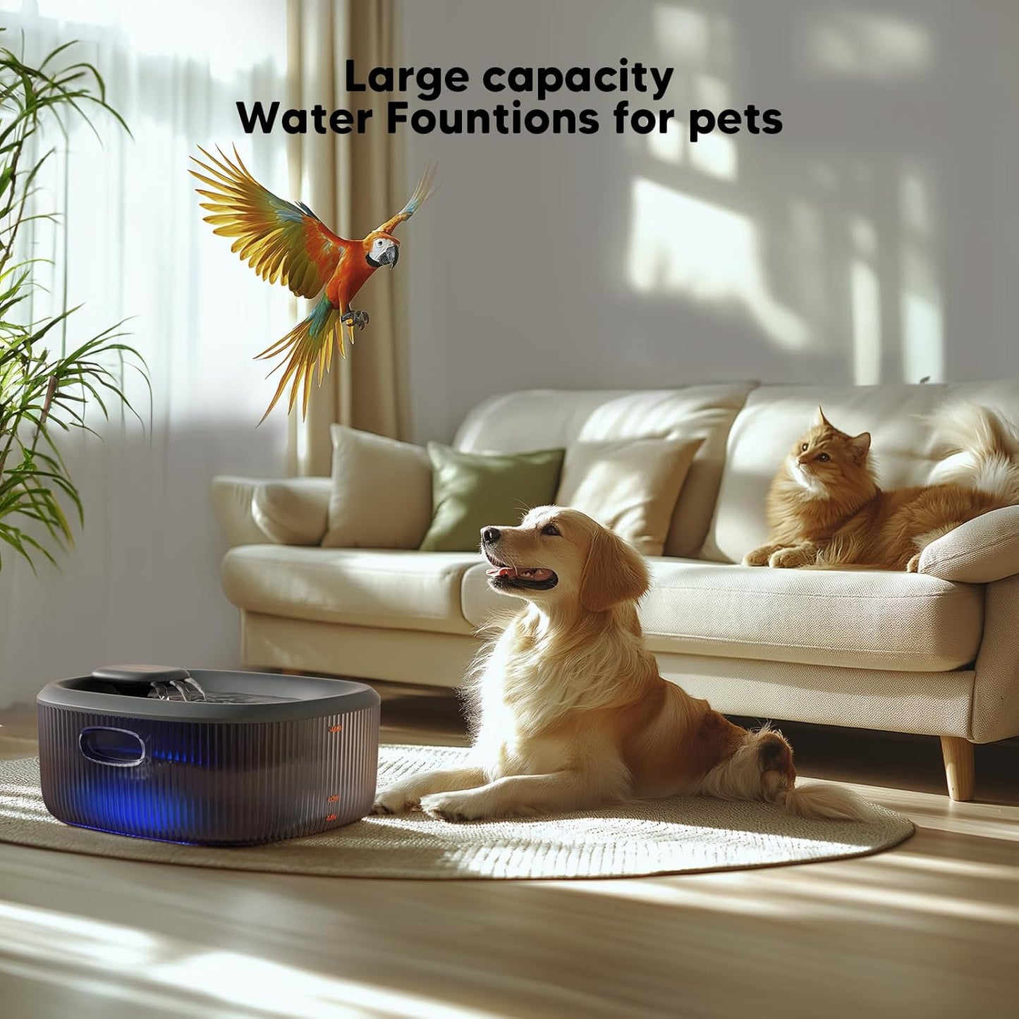 WOPET Dog Water Fountain for Large Dogs, 6L/205oz/1.7Gal Automatic Dog and Cat Water Fountain, Pet Water Dispenser with 2 Filters, Ultra-Quiet Pump, Great for Large Dogs Cats and Multi-Pet Home