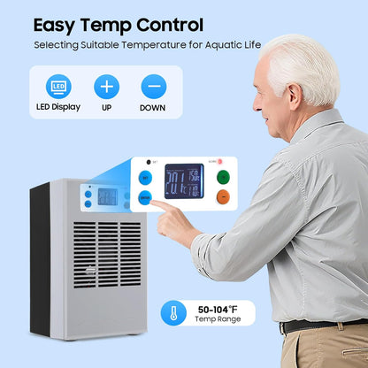 Aquarium Chiller,30L/7.93GAL Water Chiller for Fish Tank w/Water Pump,100W Hydroponics Water Cooler Fish Tank Chiller Constant Temperature Cooling System for Fish Tank,Jellyfish,Coral