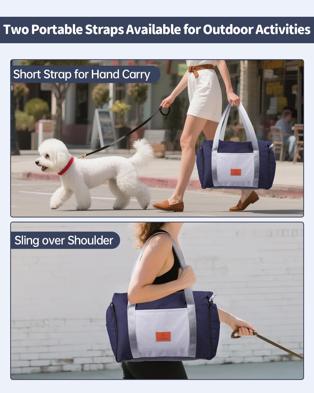 Medium Dog Car Seat for Medium Sized Dogs, Car Seat for Small Dogs with Side Zipper, Waterproof Dog Travel Bed in car with Storage Pockets Up to 25lbs, Memory Foam Filling for Max Support, Dark Blue