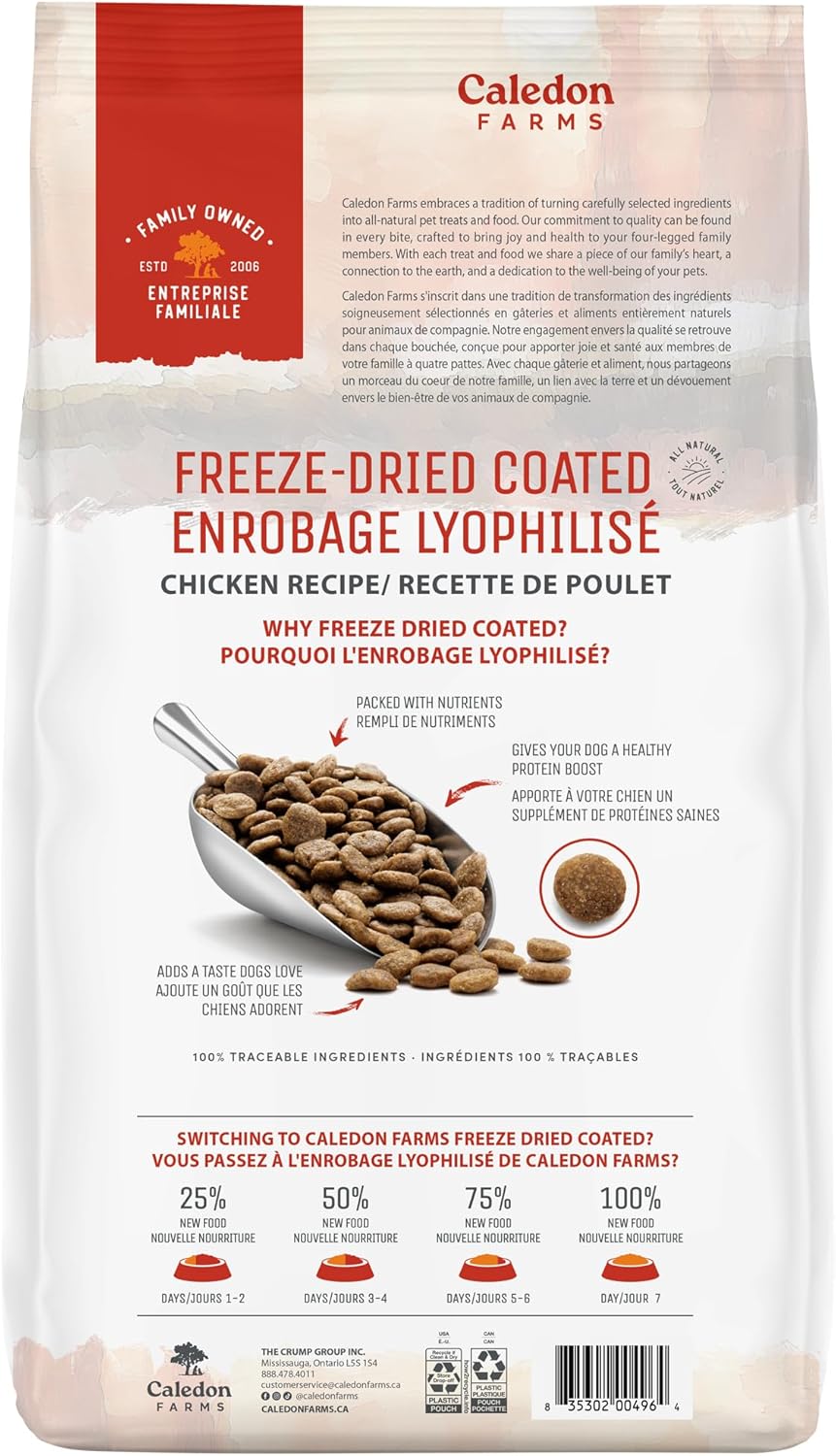 Caledon Farms Freeze-Dried Coated Chicken Recipe Premium Dry Dog Food 7.7lb
