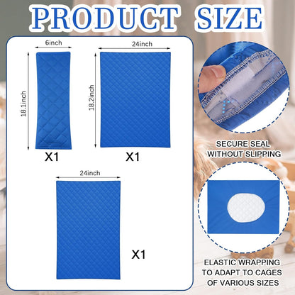 3 Pcs Ferret Cage Liner Washable Ferret Pads Bedding Cage Accessories Kit for Small Animals Hamster Rats Chinchillas Hedgehogs Guinea,Stain-Resistant Material (Single Unit Set,Blue)