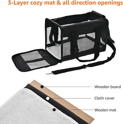 Amazon Basics Soft-Sided Mesh Pet Travel Carrier for Dog, Cat, up to 22 pounds, 19.7" L x 12" W x 12" H, Black