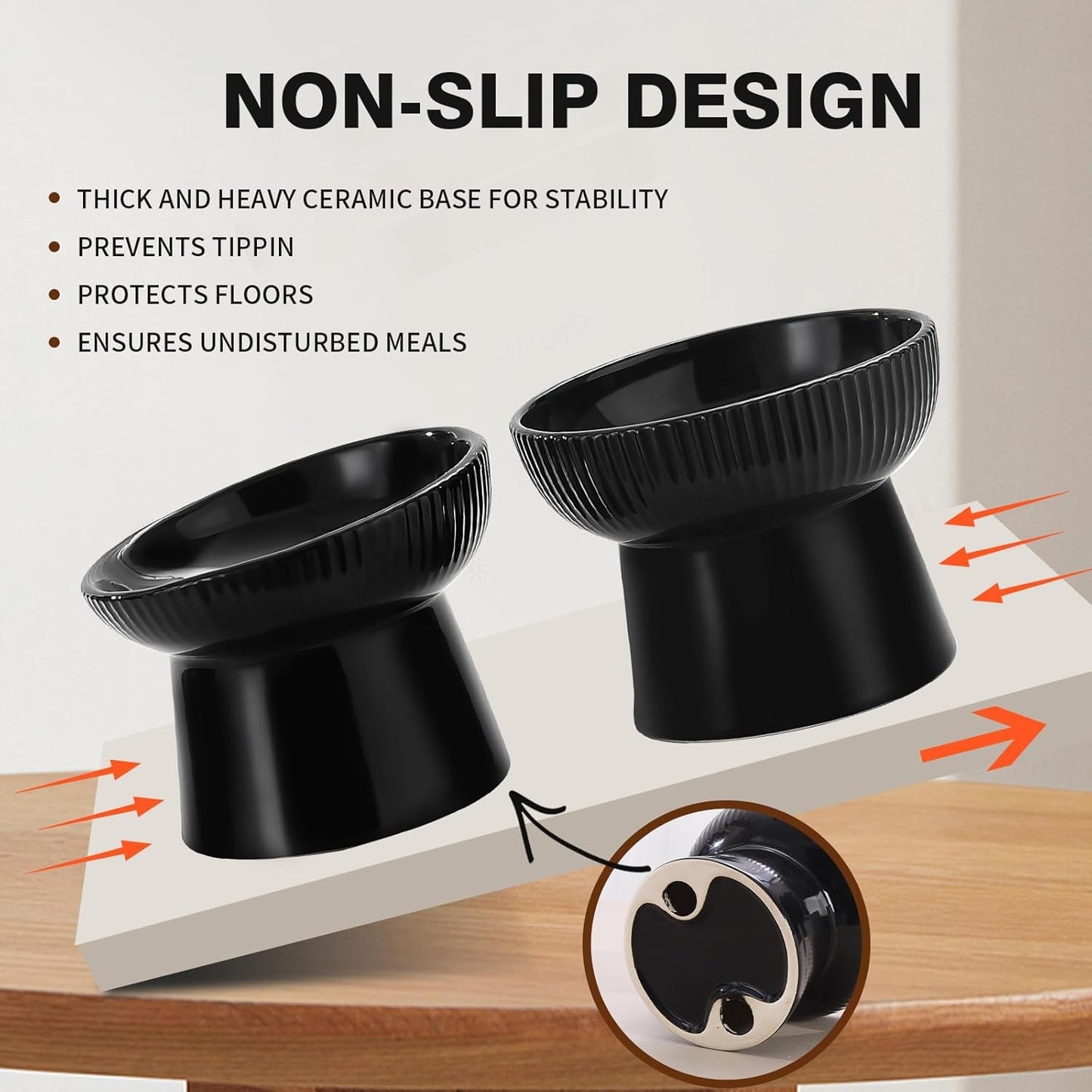 Elevated Cat Food Bowl, Ceramic Raised and Tilted Water Bowl, Whisker Fatigue Cat Bowls for Indoor Cats, Anti Vomiting and Protect Spines Pet Feeding Dishes for Kittens Small Dog, Heavy Non-Slip Base