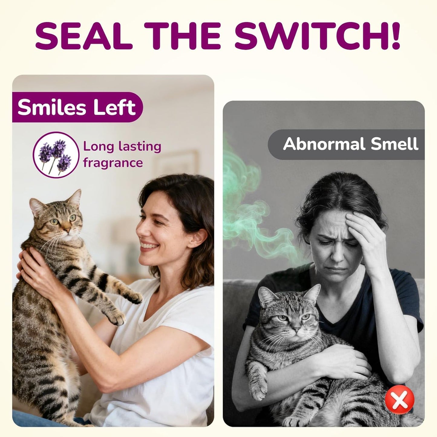 Cat Litter Refill Bags Compatible with Litter Genie Easy Roll Pail | Long-lasting Easy Roll Refill Bags 50 Count (2 Pack) | Odor Control & Plant Scented