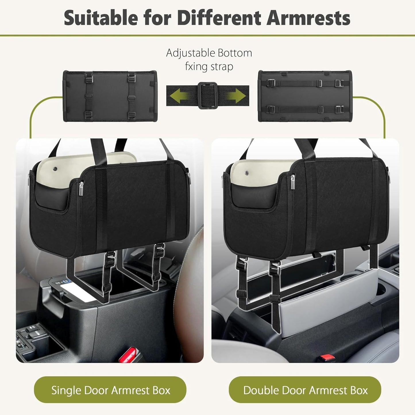 YUDODO Large Dog Car Seat for Center Console (Width＞9in) Fits 0-18lbs, Anti-Slip Puppy Cat Travel Portable Booster Seat, Portable Pet Car Bed Carseat Dual Front & Rear Pillow Black