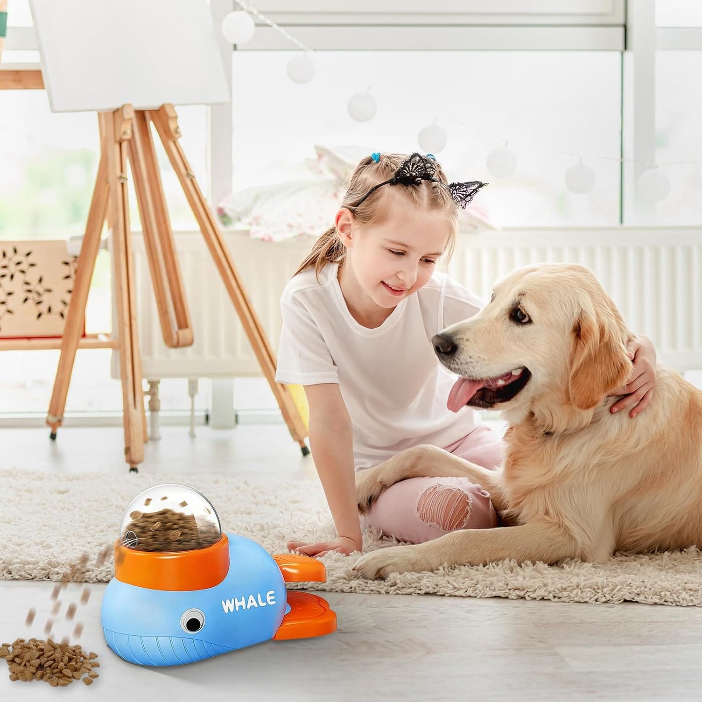 Interactive Slow Feeder for Small Dogs and Cats, Food Puzzle Slow Feeder Toy Duck, Dog Enrichment Toys Treat Dispenser with Button, Exercise Small Animal Bowls