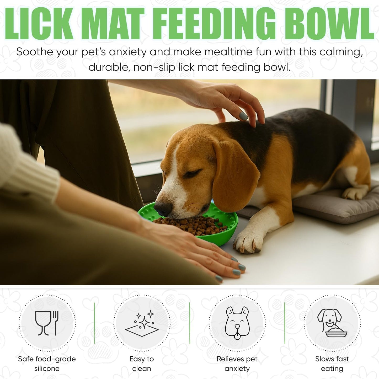 Lick mat for Dog Slow Feeder Bowl Anxiety Boredom Reducer Perfect for Yogurt, Peanut Butter. Wobble Dog Slow Feeder Bowl Easy to Clean - Non Slip Design BPA Free Silicone Licking mat - Green