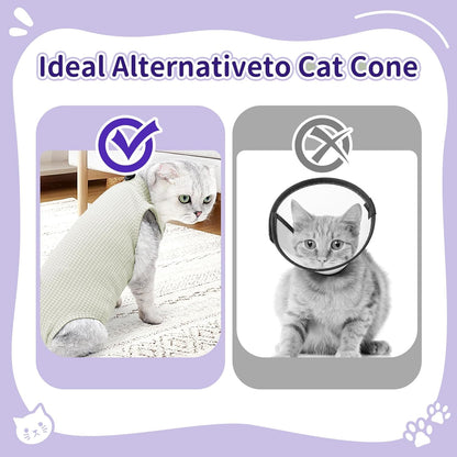 2 PCS Cat Recovery Suit for Female Cats & Kittens, Breathable Spay Surgery Onesie, Abdominal Wound Protection Anti-Licking Suit, E-Collar Alternative
