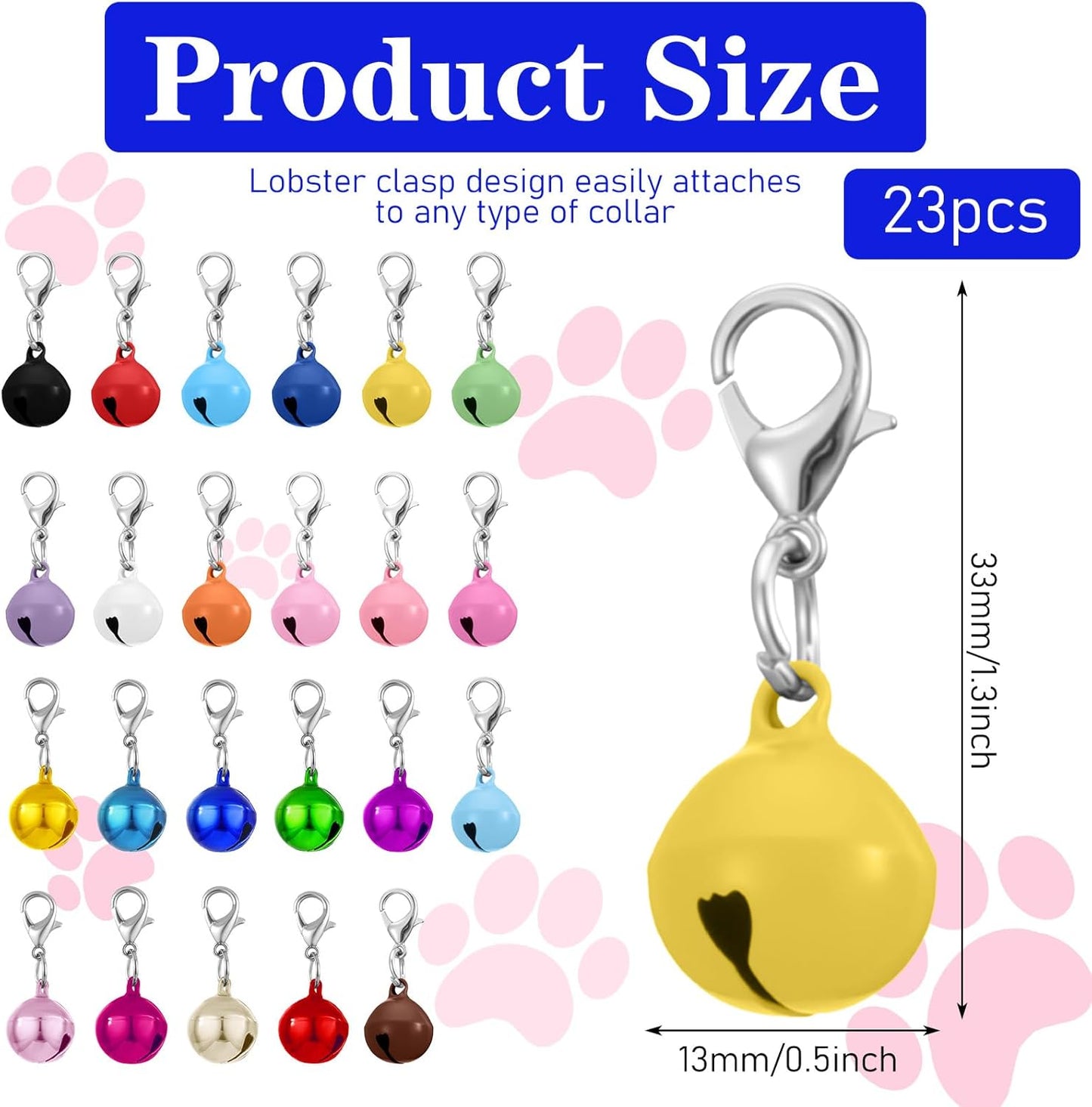23 PCS Pet Bells for Dog Cat Collar, Colourful Cat Dog Bells with Clasps, Metal Bell for Small Pet Collar with Loud Crisp Sound for Collar Charm Accessories Christmas Decoration