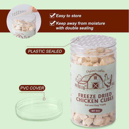 Dylan's cabin Freeze Dried Chicken 6oz- Single Ingredient High Protein Training Snacks or Natural Food Topper,Grain Free