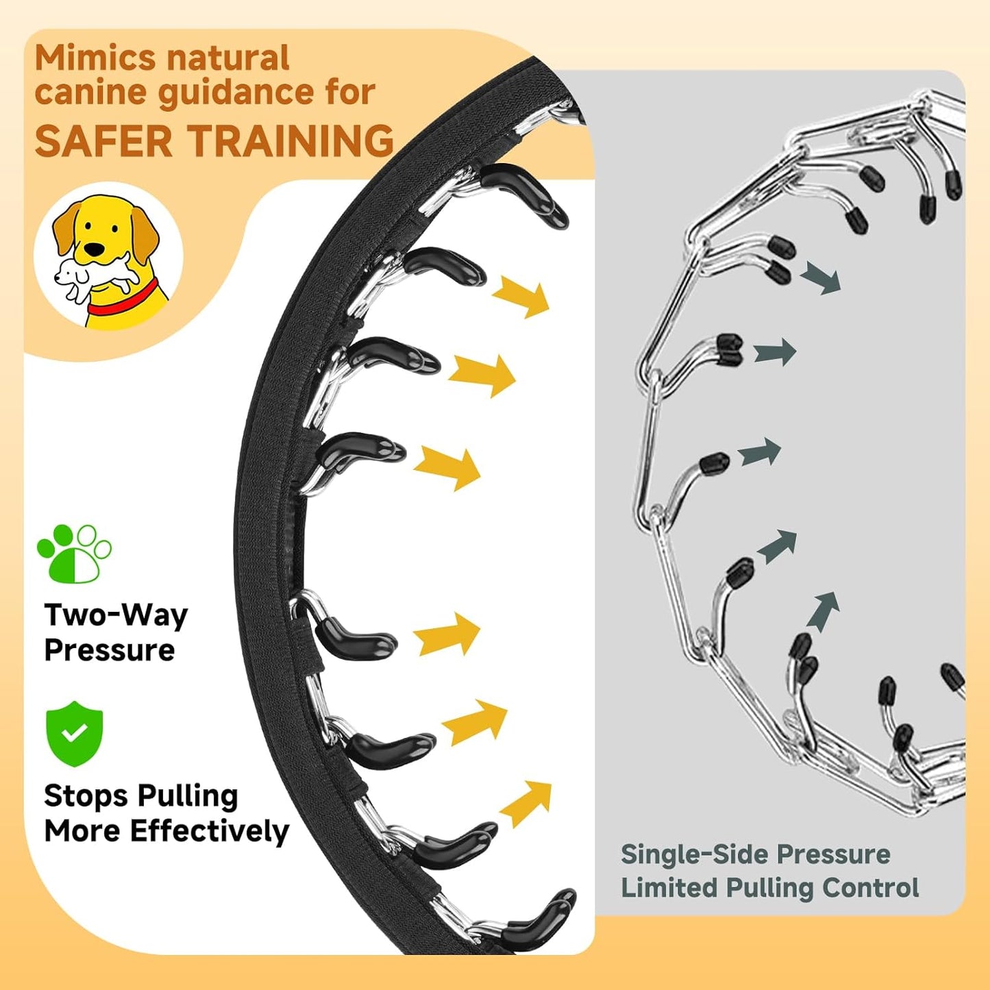 Mayerzon Martingale No Pull Collar for Medium Large Dogs, Walking Training Collar for Dogs German Shepherd Boxer Rottweiler That Pull, Reflective, with 360° Swivel Ring and Release Buckle(M, Black)