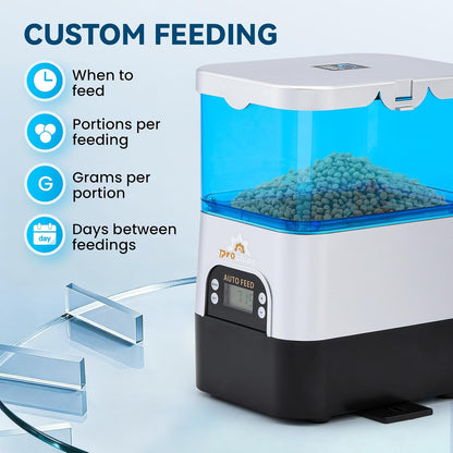 Automatic Fish Feeder for Pond Solar Powered 2.8L Capacity, Battery & AC Auto Timed Fish Feeder for Pond Indoor & Outdoor, Animal-Proof
