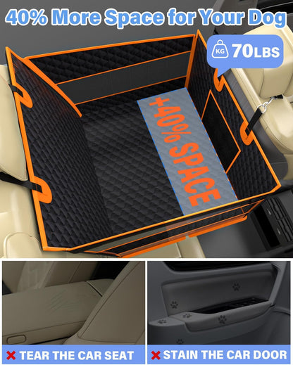 Dog Car Seat for Large Dogs, Back Seat Extender for Dogs, Foldable Pet Car Seat with Waterproof Oxford Fabric and Non-Slip Bottom, All-Around Protection and Strong Support