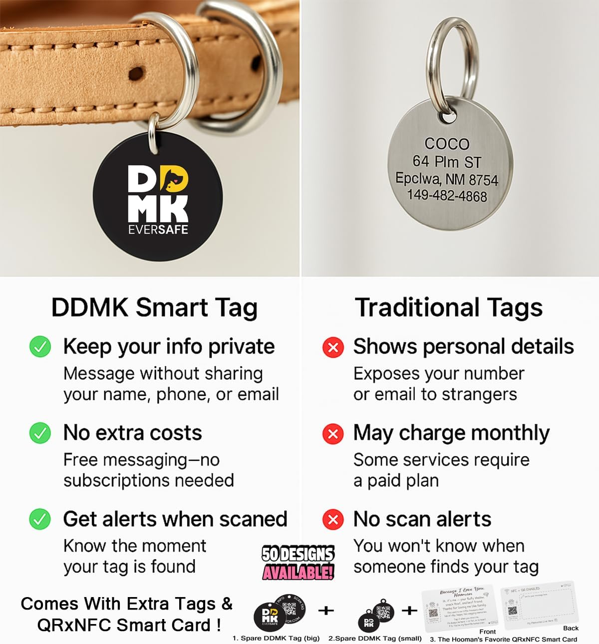 DDMK Smart Pet ID Tag with QR Code – Digital Pet Profile-38-LOVED & ADORED-38