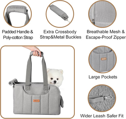 Dog Purse Carrier for Small Dogs Cats Rabbits Up to 13lbs, Lightweight Pet Sling Carriers with Crossbody Strap, Portable Puppy Soft Sided Tote Bag Carrier for Vet,Hiking,Travel Gray