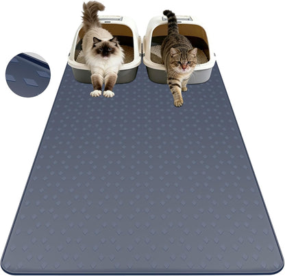 Cat Litter Mat, XXXL 52"x26" Extra Large Litter Mats Silicone, Jumbo Waterproof Floor Mat for Pets, Litter Trapping, Easy to Clean (Grey)