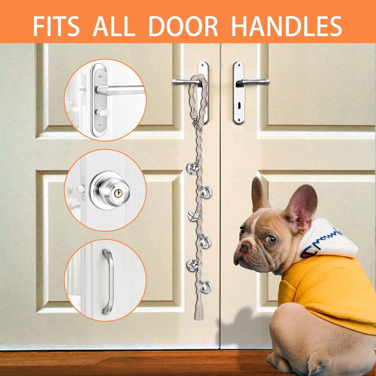 Dog Bells to Go Outside & Puppy Potty Training, Adjustable Dog Door Bell Ring to Go Potty, Handmade with Premium Yarn. Twisted Style, Beige