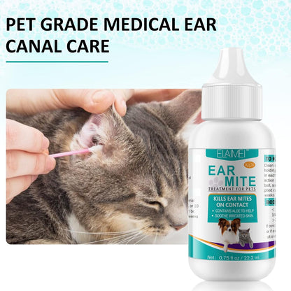 Ear Mite Treatment for Dogs & Cats,Ear Mite Treatment for Dogs Yeast Infection,Dog Ear Infection Treatments,100% Natural Ears Drops for Dog & Cat,Aloe Ear Mite,Safe for Pets 0.75oz Bottle