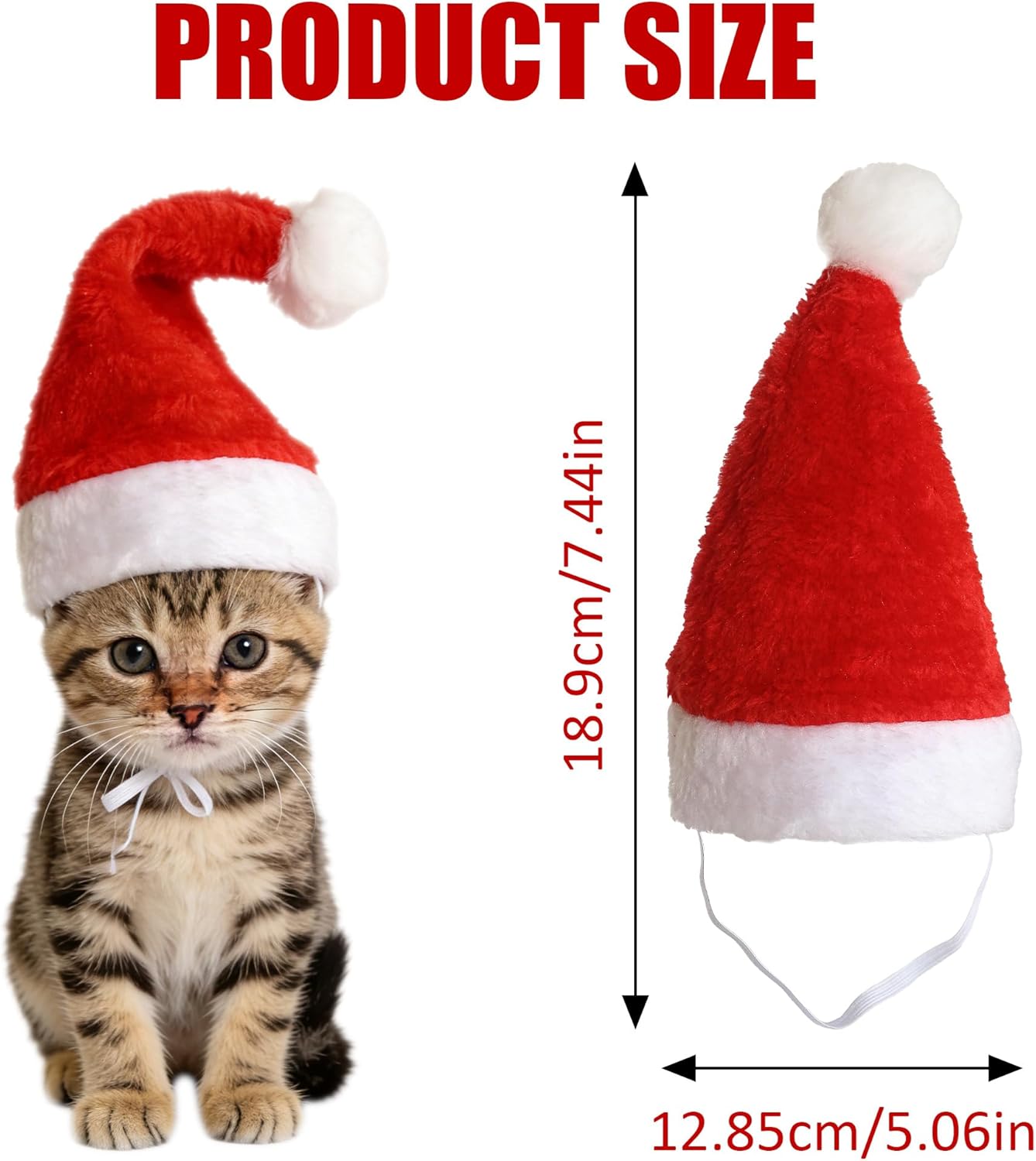 Wildarms Pet Adjustable Santa Hat Small Dog Cats Christmas Costume Accessories Puppy Kitten Christmas Outfit (Red)