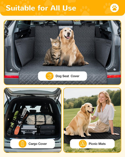 Lekereise SUV Cargo Liner for Dogs - 53.15 * 78.74 inch Waterproof Pet Trunk Cargo Cover Mat for SUVs Sedans Non-Slip Pet Car Seat Protector Universal Fit SUVs Sedans Trunks Vans - Black