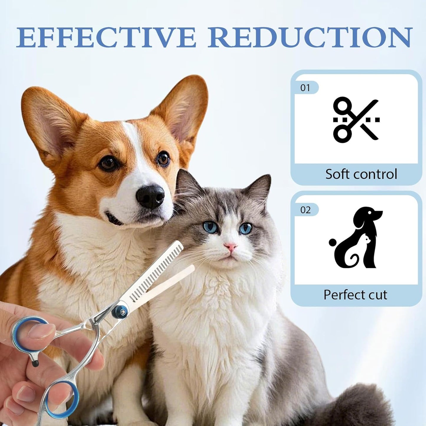 Dog Grooming Scissors, Dog Scissors for Grooming, Professional 6 in 1 Stainless Steel Heavy Duty Pet Grooming Scissors Kit for Dogs, Cats with Straight, Curved, Thinning Scissor and Comb