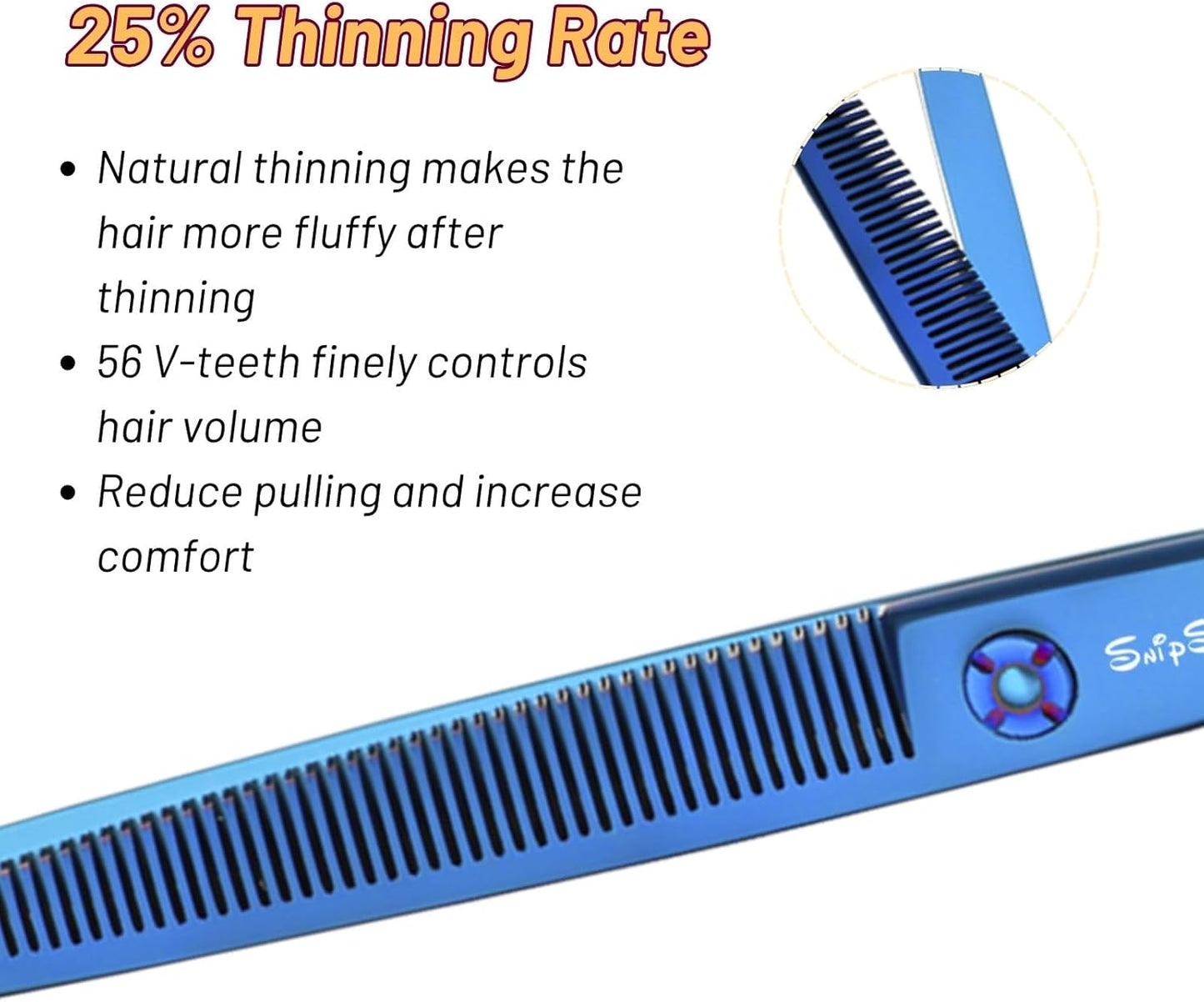 7.5in 25° Curved & 7in Thinning Shears for Dog Grooming, Professional Dog Grooming Scissors Set, VG10 Stainless Steel Sharp, Bend Pet Trimming Shears for Dogs Cats Groomer, Ergonomic with CNC Screw