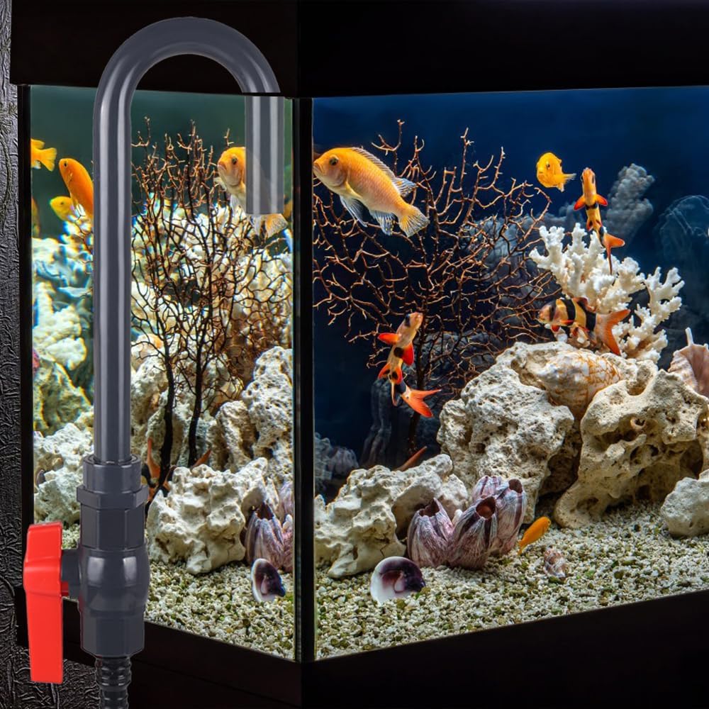 MiOYOOW Aquarium Water Changer, PVC Aquarium Water Filler Hanging Fish Tank Hook Filler with Flow Switch for 1/2“, 5/8”, 3/4” Hose