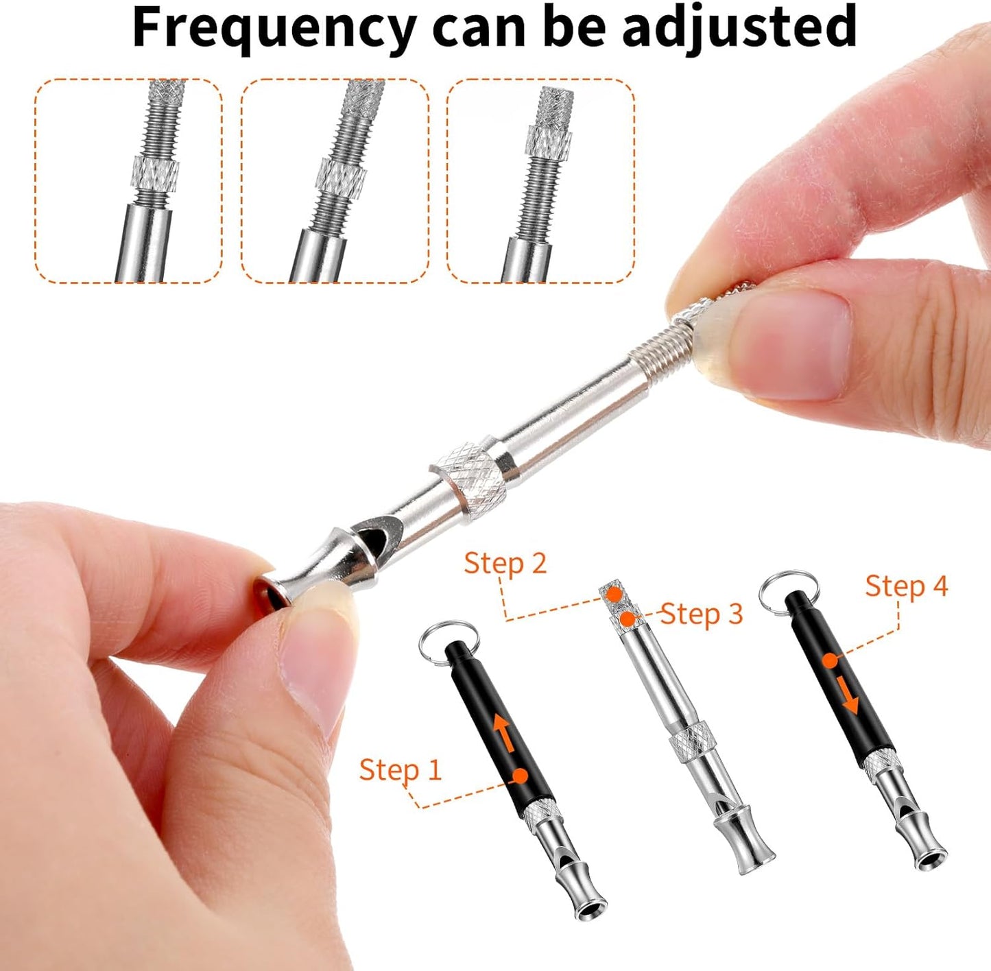 2 PCS Dog Whistle Training, Silent Dog Whistle to Stop Barking, Adjustable Ultrasonic Dogs Training Whistles with Lanyard (Black+White)