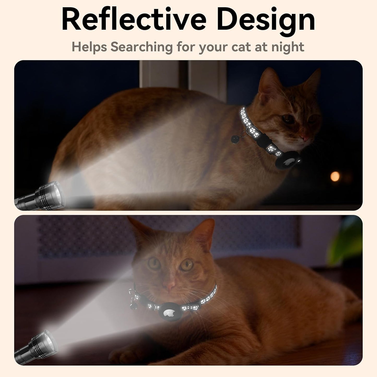 Vanjua 2 Pack Airtag Cat Collar Breakaway with Bell, Reflective Kitten Collar with Air Tag Cat Collar Holder Case for Girl Boy Cats, Pet Supplies Accessories (Black B+Blue B)