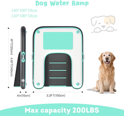 ALIFUN Inflatable Dog Water Ramp Safety Floating Dock Dog Pool Raft for Pool Lake Boat Non-Slip Floating Ladder for Pets Up to 220 LBs Bgreen 120CM Length