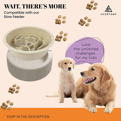AVERYDAY Slow Feeder Dog Bowl Set with 1 Base and 3 Puzzle Inserts Customizable Design BPA-Free and Dishwasher Safe for Small Medium Large Dogs