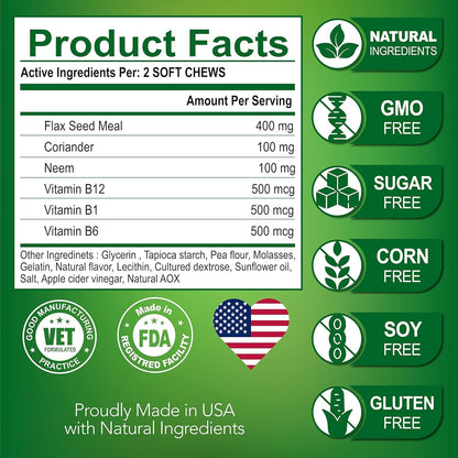 Flea and Tick Prevention for Dogs Chews - Natural Dog Flea and & Tick Control - Advanced Oral Pills Supplement Treatment for All Breeds & Size - Vet Formulated - Soft Chewables - Made in USA