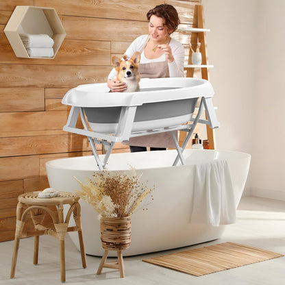 Dog Bathtub Dog Washing Station, Foldable Pet Bath Tub for Bathing and Grooming, Collapsible Portable Shower Bathtub for Small Dogs Cats Pet, Indoor and Outdoor Grey