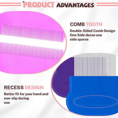 20 Pcs Pet Flea Combs 5 Double Sided and 5 Metal Dog Comb, Massage Dog Flea Combs, Plastic Flea Comb for Humans Pets (Colorful)