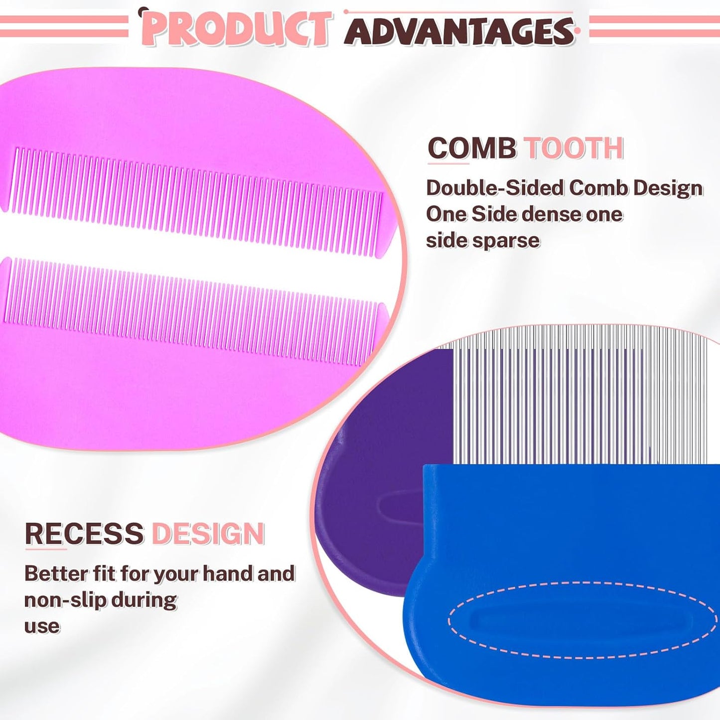 20 Pcs Pet Flea Combs 5 Double Sided and 5 Metal Dog Comb, Massage Dog Flea Combs, Plastic Flea Comb for Humans Pets (Colorful)