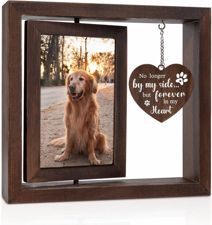 Jigfoxy Dog Memorial Picture Frame - Rotating Wooden Frame for 4x6 Photo - Loss of Dog Sympathy Gift - Cat Pet Bereavement Remembrance Frame