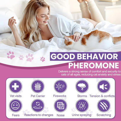 Cat Pheromones Calming Diffuser Refills 6 Pack Pheromone Diffusers for Cats Stress and Anxiety Relief Cat Relaxants Stop Male Cats from Spraying, Fit Common Diffusers