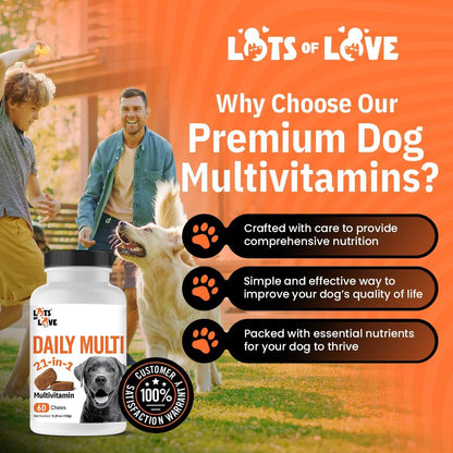 Dog Multivitamin Chewable - LotsOfLove Daily Multi Dog Chews (60 Count) - Dog Multi Vitamin & Supplement Chews for Small, Medium & Large Dogs