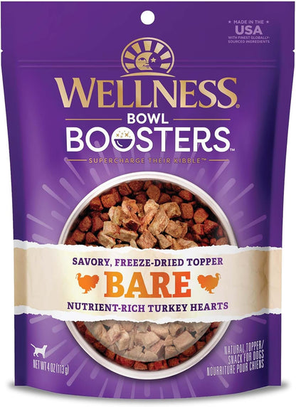 Wellness Bowl Boosters Bare, Dog Food Topper for Small, Medium, & Large Breeds, Grain Free, Natural, Freeze Dried, Turkey, 4 Ounce Bag (Pack of 1)