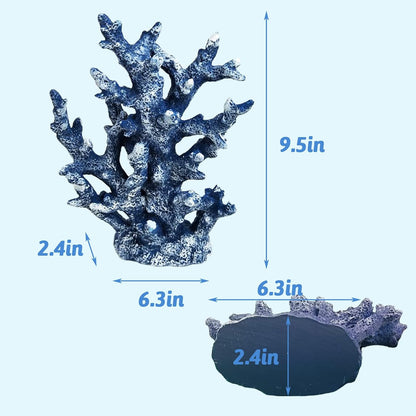 PINVNBY Artificial Coral Ornament Aquarium Sea Plants Decoration Underwater Craft Resin Fish Tank Landscape (Blue)