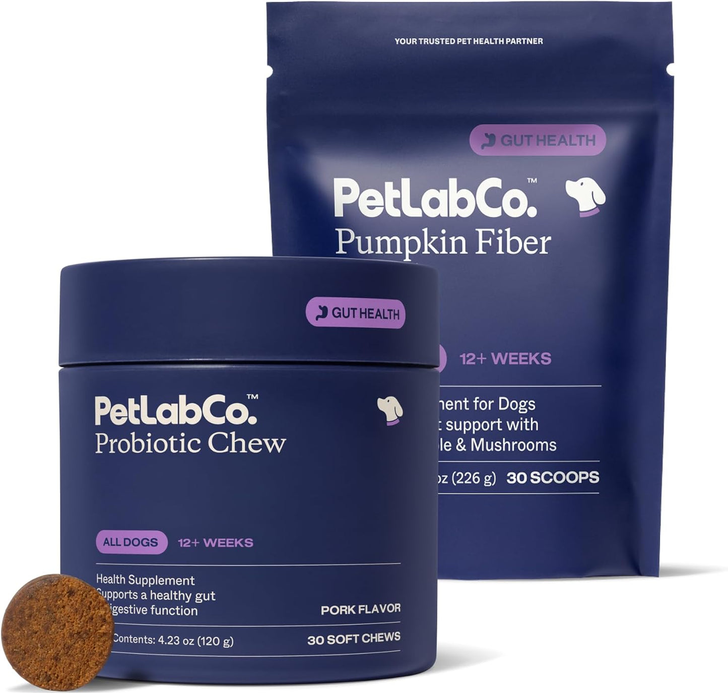 PetLab Co – Gut & Digest Bundle: Pumpkin Powder Blend for Firm Stools & Healthy Digestion. Pork-Flavored Probiotic Chews to Support Gut & Immune Health – Easy to Use – Advanced Formulas