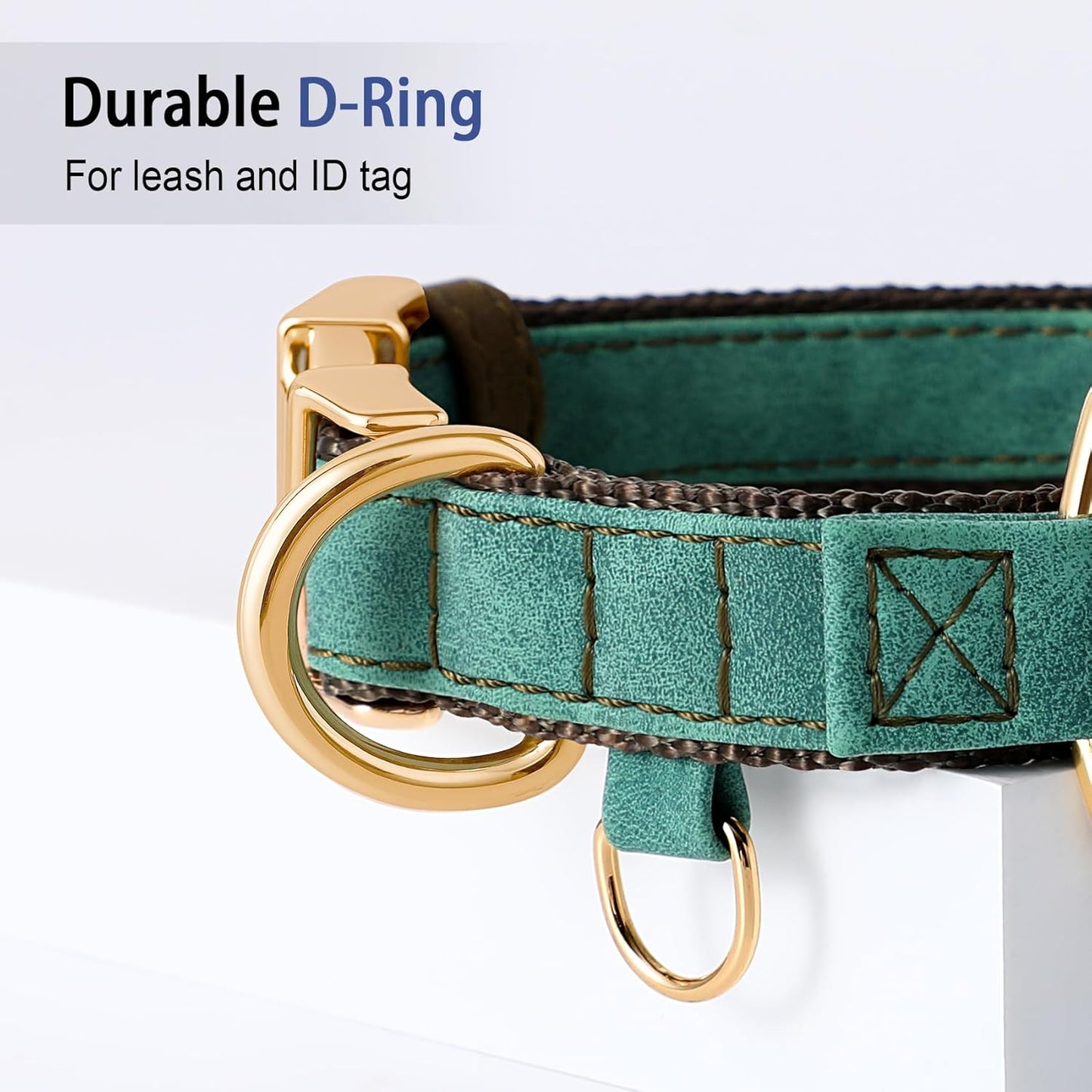 Airtag Dog Collar - Leather Dog Collar with Airtag Holder, IP 68 Waterproof Air Tag Dog Collar, Quick Release Dog Collar Metal Buckle for Large Medium Small Dogs (Green, S, 12.75"–14.75")