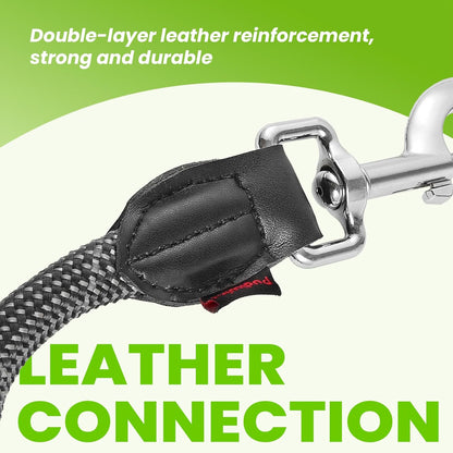 Black 8-in-1 Multifunctional Hands Free Reflective Rope Dog Leash for Medium Large Dogs-8ft Adjustable Heavy Duty Nylon Slip Lead with Double Ended Waist & Crossbody for Tie Out Training & Running