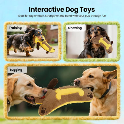 HGB Plush Squeaky Dog Toy- Crinkle Dachshund Puppy Toys for Small Medium Large Breeds, Interactive Stuffed Pet Toy for Teething Chewing Fetch to Keep Them Busy & Anxiety Relief