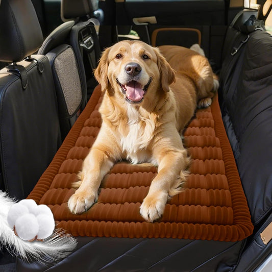 Backseat Pet Bed Mat, Plaid Dog Bed for Car Back Seat, Flannel Dog Covers for Loveseats, Non-Slip Travel Pet Mat, Custom Fit for Backseat Extenders and Seat Covers, 54"x24.8", Brown