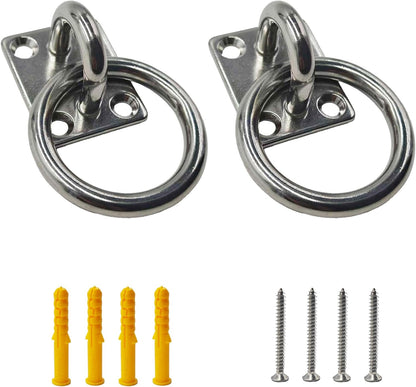 2Pcs M8*60 Stainless Steel Cross Tie Ring for Horse, Wall Mount Block Tie Rings for Horse Stall Stable Barn Supplies Equestrian Hitching Ring Hardware