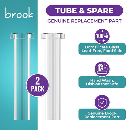 BROOK Tubes Replacement Part – 2 Glass Replacement Tube Spare Parts for The Brook All-Glass Cat Fountain (x2)
