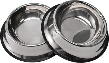 2Packs Stainless Steel Dog Bowl with Anti-Skid Rubber Base for Small/Medium/Large Pet, Perfect Dish, Pets Feeder and Water Choice Puppy Cat Kitten (8oz)