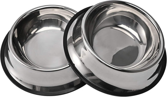 2Packs Stainless Steel Dog Bowl with Anti-Skid Rubber Base for Small/Medium/Large Pet, Perfect Dish, Pets Feeder and Water Choice Puppy Cat Kitten (8oz)