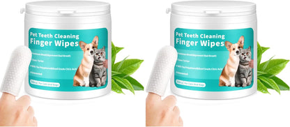 Dog Teeth Cleaning Wipes,Safe & Nautre Pet Dental Finger Wipes Help Dogs and Cats Remove Plaque&Tartar,Disposable Cat Dental Care Wipes 50 Counts (Odorless) (Pack of 2)